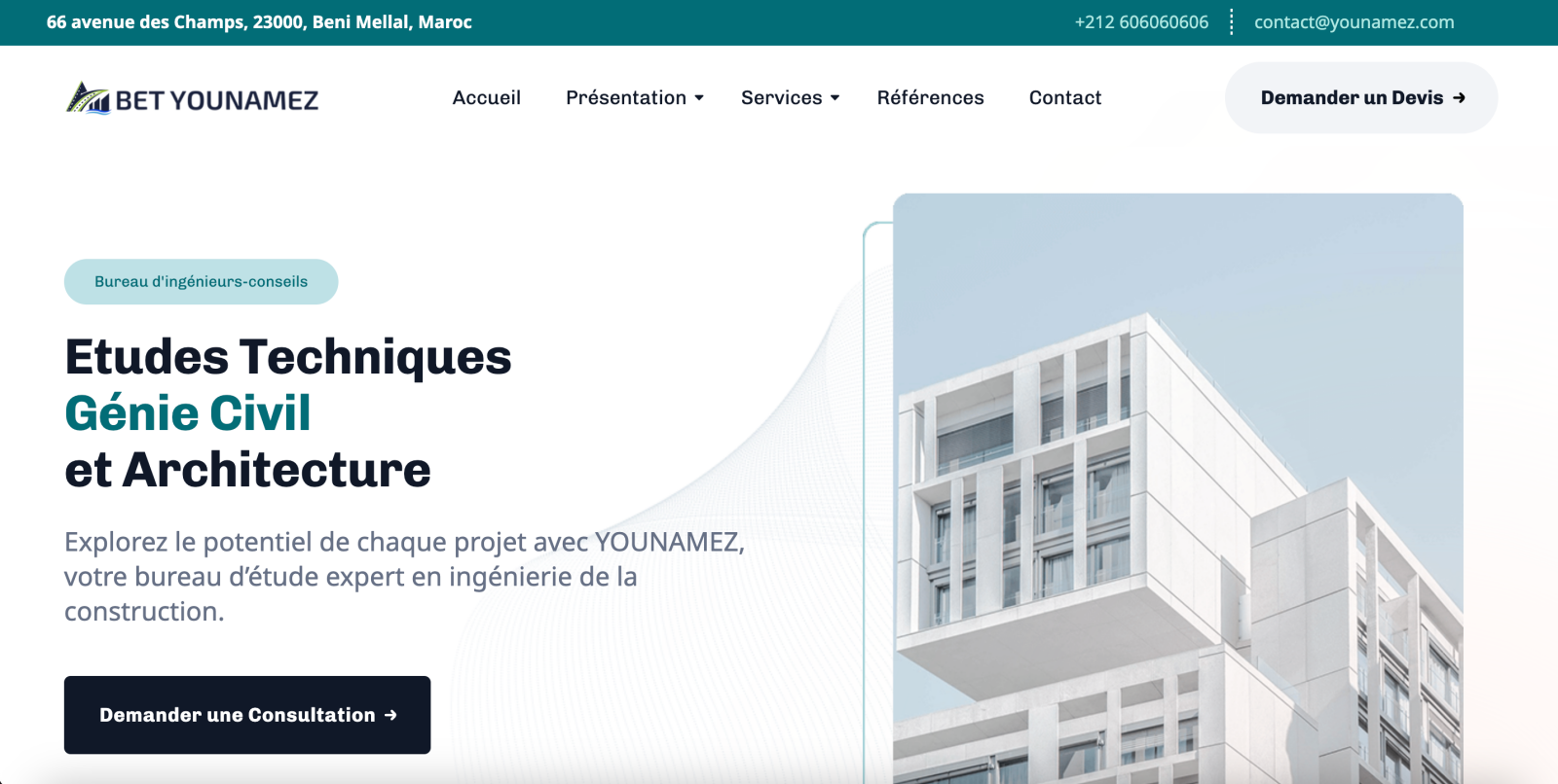 Site web Bet Younamez entreprise Maroc — Kaizen Digital