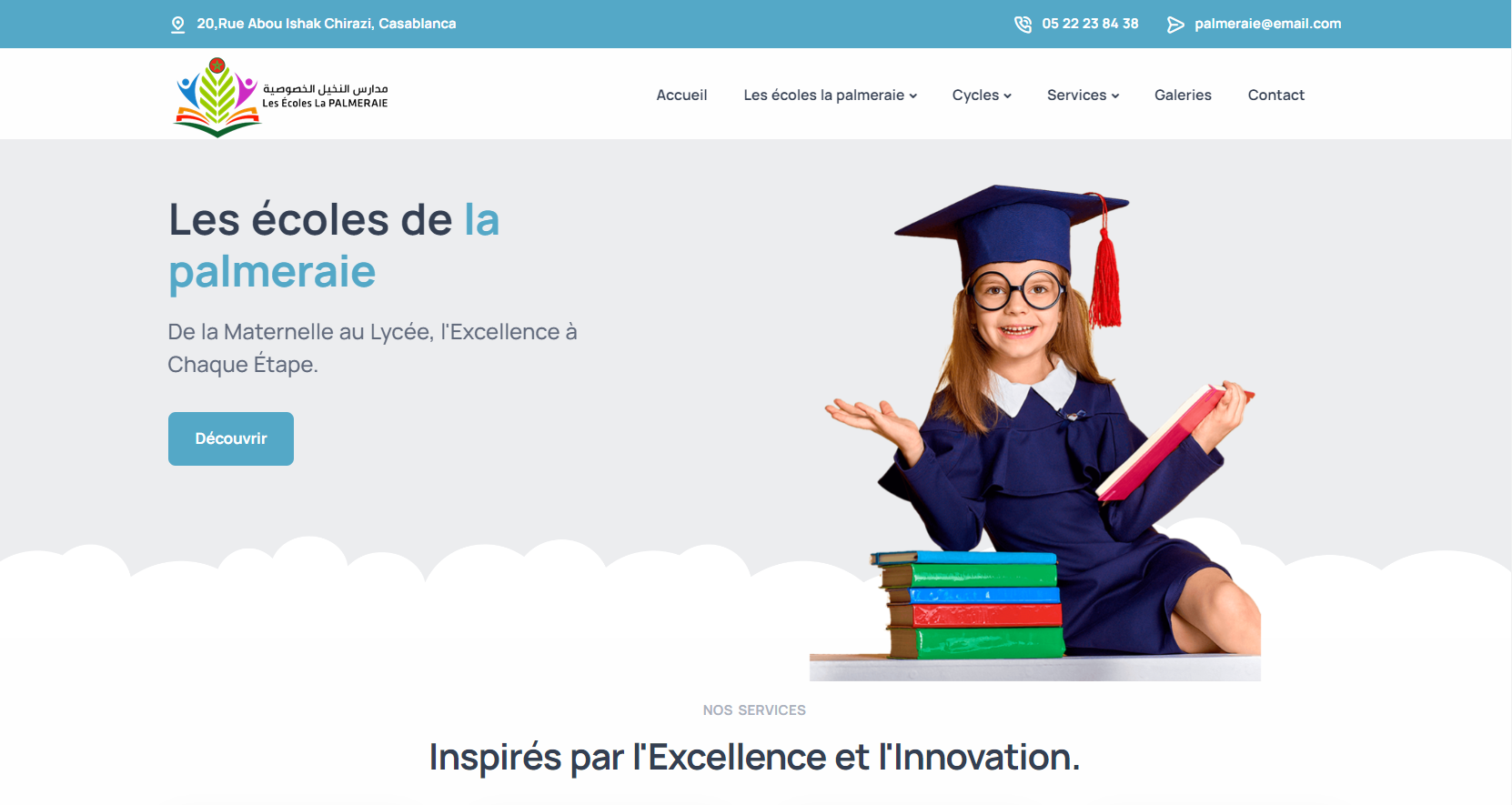 Site web ecoles La Palmeraie Casablanca — Kaizen Digital